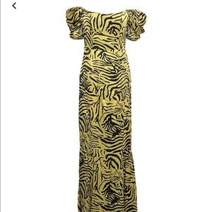 NWT De La Vali Green Tiger Stripe Long Dress